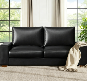 Modern faux leather sofa, two-seater sofa, small sofa, with spring cushions and solid wood frame, removable sofa cover, suitable for living room, office, apartment